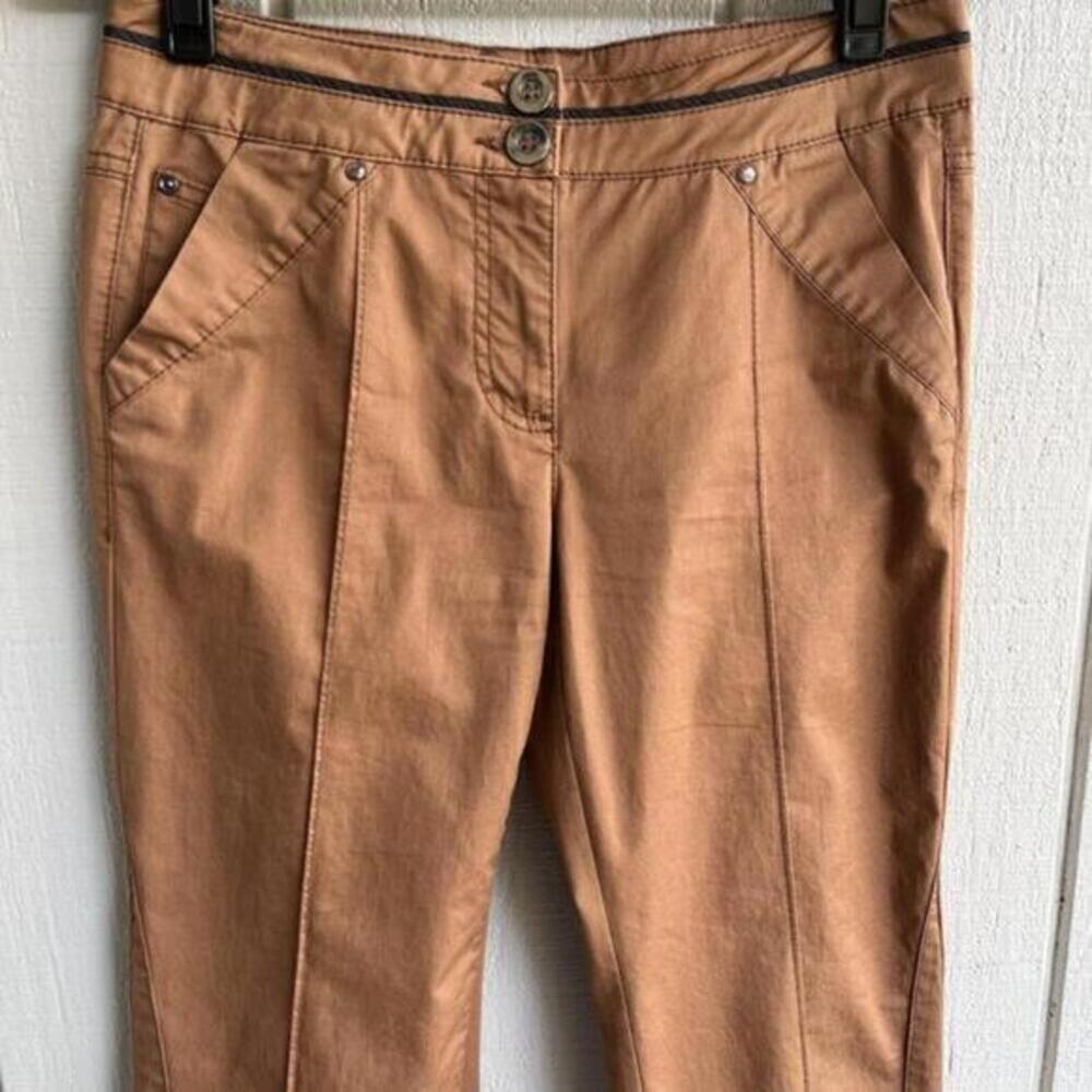 Crisca By Biba Cropped Cotton Twill Pants With Zipper Ankle Women’s Size 34 - Picture 2 of 9